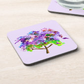 紫ジャカランダの木の水彩画素晴らし画 コースター (左側)