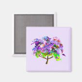 紫ジャカランダの木の水彩画素晴らし画 マグネット (正面/裏面)