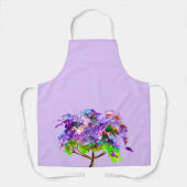紫ジャカランダの木の水彩画 エプロン (正面)