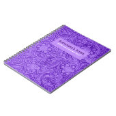 紫スエフェイクードレザーエンボス花 ノートブック (左側)