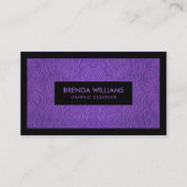 紫スエード皮花柄 名刺 (正面)