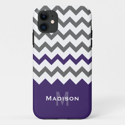 紫スタイリッシュと灰色の山形 Case-Mate iPhoneケース (裏面)