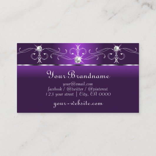 紫スタイリッシュと白の斜面宝石モノグラム 名刺 (裏面)