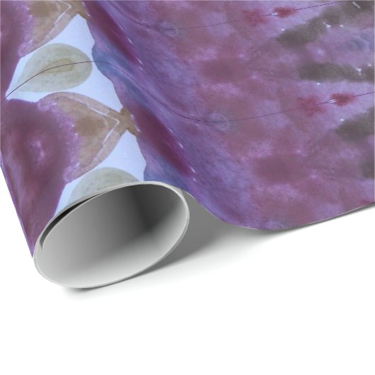 紫スタイリッシュと緑のデザインのギフトラップ ラッピングペーパー (ロールコーナー)