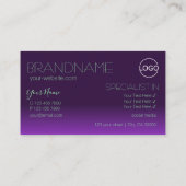 紫スタイリッシュと緑の鏡文字とロゴ 名刺 (裏面)