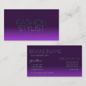 紫スタイリッシュと緑の鏡文字モダン 名刺 (正面/裏面)