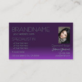 紫スタイリッシュと緑の鏡文字（写真付） 名刺 (裏面)