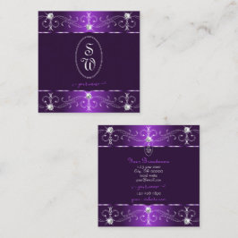 紫スタイリッシュと薄紫の華美オーナメント スクエア名刺
