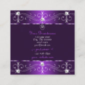 紫スタイリッシュと薄紫の華美オーナメント スクエア名刺 (裏面)