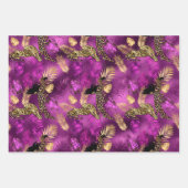 紫スタイリッシュと金ゴールドのヒョウと女性のサファリ ラッピングペーパーシート (正面2)