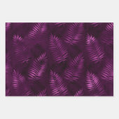紫スタイリッシュと金ゴールドの熱帯ジャングル葉の ラッピングペーパーシート (正面3)