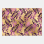 紫スタイリッシュと金ゴールドの熱帯ジャングル葉の ラッピングペーパーシート (正面2)