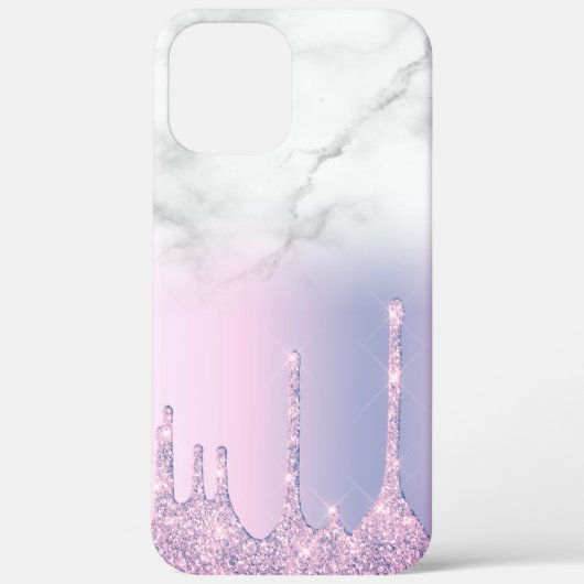 紫スタイリッシュのグリッターは白いグラデーション大理石を乾かす Case-Mate iPhoneケース (裏面)