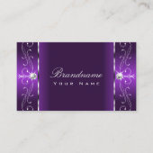 紫スタイリッシュの白い四角い宝石装飾品 名刺 (正面)
