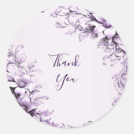 紫スタイリッシュの花シール ラウンドシール
