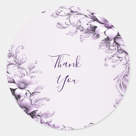 紫スタイリッシュの花シール ラウンドシール (正面)