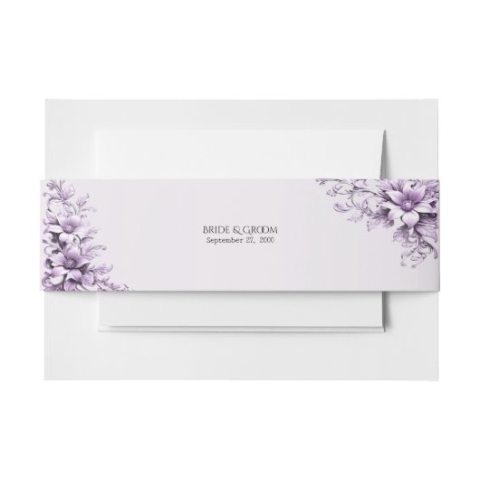 紫スタイリッシュの花 招待状ベリーバンド (正面例)