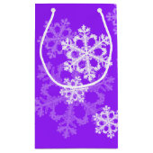 紫スタイリッシュの雪のクリモダンスマスパターン スモールペーパーバッグ (裏面)