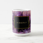 紫スタイリッシュアメジスト宝石モノグラムの コーヒーマグカップ (中央)