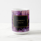 紫スタイリッシュアメジスト宝石モノグラムの コーヒーマグカップ (中央)