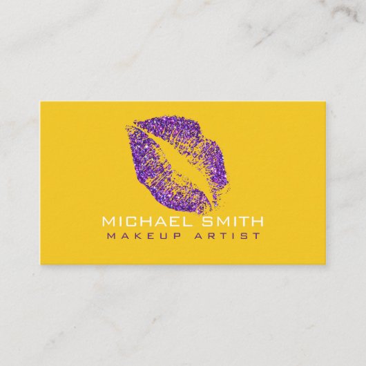 紫スタイリッシュグリッター唇メイクアップアーティスト#17 名刺 (正面)