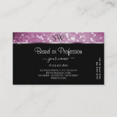 紫スタイリッシュグリッター発光星とイニシャル 名刺 (裏面)
