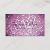 紫スタイリッシュグリッター発光星とイニシャル 名刺 (正面)
