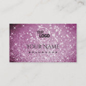 紫スタイリッシュグリッター発光星とロゴ 名刺 (正面)