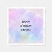 紫スタイリッシュピンクブルーウォーター誕生日 スタンダードカクテルナプキン (正面)