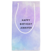 紫スタイリッシュピンクブルーウォーター誕生日 スモールペーパーバッグ (正面)