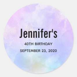 紫スタイリッシュピンクブルーウォーター誕生日 ラウンドシール