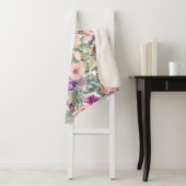 紫スタイリッシュピンク水彩フローラ防峰 シェルパブランケット (インサイチュ)