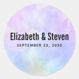 紫スタイリッシュピンク青の水の色結婚の ラウンドシール