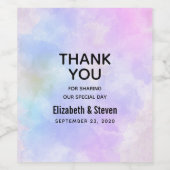 紫スタイリッシュピンク青の水の色結婚の ワインラベル (シングルラベル)