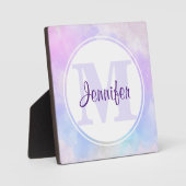 紫スタイリッシュピンク青の水彩モノグラム フォトプラーク (正面)