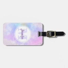 紫スタイリッシュピンク青の水彩モノグラム ラゲッジタグ