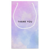 紫スタイリッシュピンク青の水色ありがとう スモールペーパーバッグ (裏面)