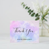 紫スタイリッシュピンク青の水色ありがとう ポストカード (スタンド正面)