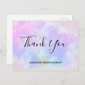 紫スタイリッシュピンク青の水色ありがとう ポストカード (正面/裏面)