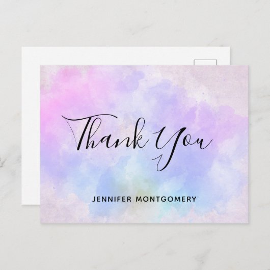 紫スタイリッシュピンク青の水色ありがとう ポストカード (正面/裏面)