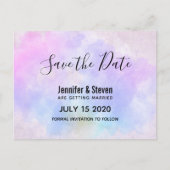 紫スタイリッシュピンク青の水色日付を保存 インビテーションポストカード (正面)