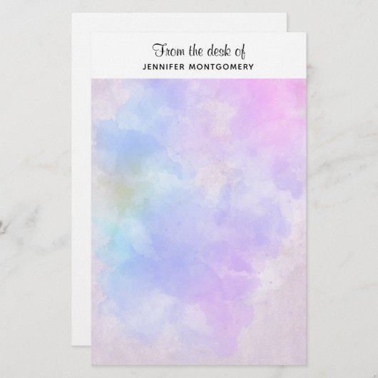 紫スタイリッシュピンク青の水色 便箋 (正面/裏面)