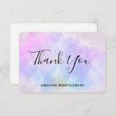 紫スタイリッシュピンク青抽象芸術水色 サンキューカード (正面/裏面)