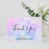 紫スタイリッシュピンク青抽象芸術水色 サンキューカード (スタンド正面)