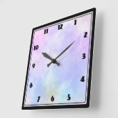 紫スタイリッシュピンク青抽象芸術水色 スクエア壁時計 (傾斜)