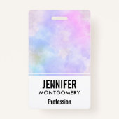 紫スタイリッシュピンク青抽象芸術水色 バッジ (裏面)