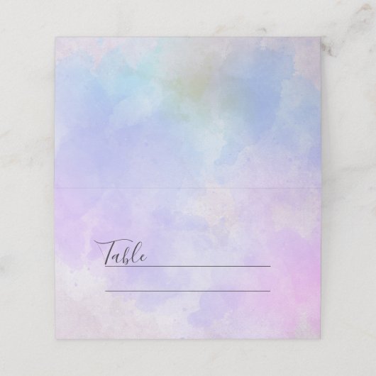 紫スタイリッシュピンク青抽象芸術水色 プレイスカード (外部開封)
