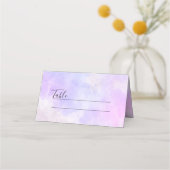 紫スタイリッシュピンク青抽象芸術水色 プレイスカード (正面)