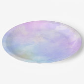 紫スタイリッシュピンク青抽象芸術水色 ペーパープレート (アングル)