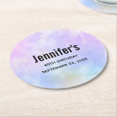 紫スタイリッシュピンク青抽象芸術水色 ラウンドペーパーコースター (アングル)